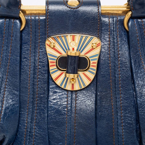ALEXANDER MCQUEEN Blue Leather Elvie Satchel - Picture 5 of 8